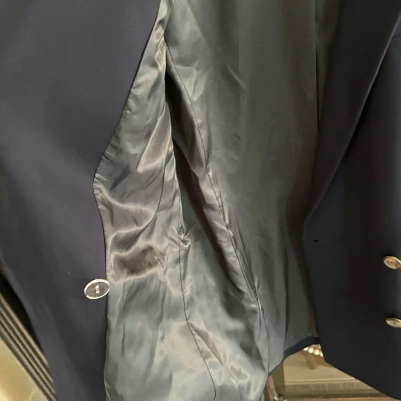 Something Navy Danielle Blazer Jacket Double Breasted Suit Coat Ponte Blue M - Picture 11 of 15